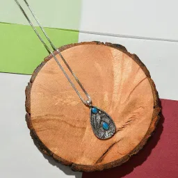 SOHI Blue Statement Locket Pendant image 1