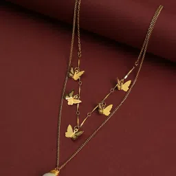 SOHI Gold Butterfly Shaped Necklace image 1