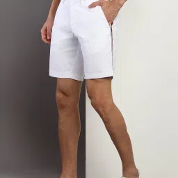Tommy Hilfiger White Cotton Regular Fit Striped Shorts image 3