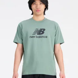 New Balance Green Comfort Fit Logo Print Sports T-Shirt image 1