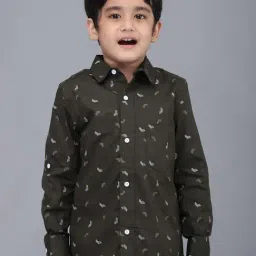 Biglilpeople Boys Green Cotton Printed Full Sleeves Shirts-picture-16
