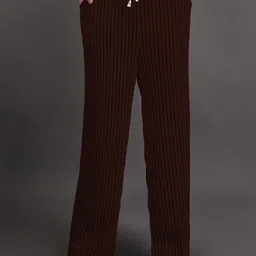 GRACIT Women Striped Knitted Crepe Palazzos-image-47