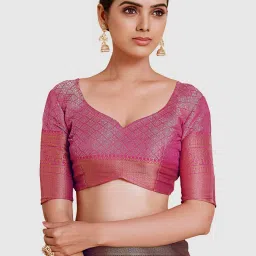 Mimosa Navy Silk Woven Saree With Unstitched Blouse image 4