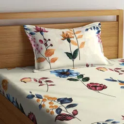 Klotthe Multicolor Cotton Blend 300 TC Single Elastic Bedsheet With 1 Pillow Cover image 3