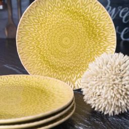 Goodhomes Yellow Stoneware Snack Plates - Set of 4-picture-4