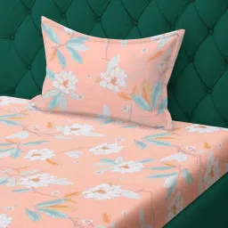 Klotthe Pink Cotton Blend 300 TC Single Elastic Bedsheet With 1 Pillow Cover image 3