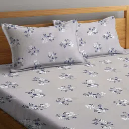 Klotthe Grey Cotton Blend 300 TC Elastic Bed Sheet With 2 Pillow Covers image 3