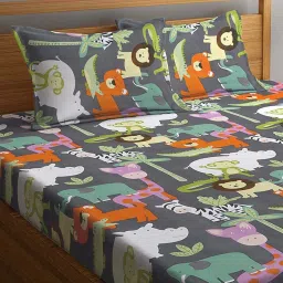 Klotthe Multicolor Cotton Blend 300 TC Elastic Bed Sheet With 2 Pillow Covers image 3