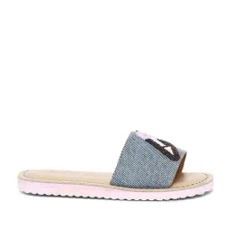 Aria Nica Kid's Softie Blue & Beige Slide Sandals-image-0