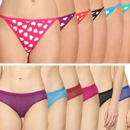 AROUSY Black & Red Polka Dots Panties - Pack Of 12-picture-1