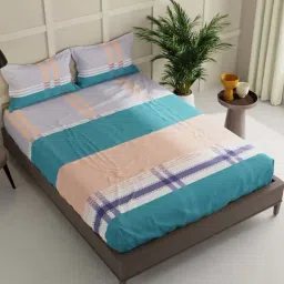 Bianca La Vogue Stripes Multicolor 152 TC Fabric Double Bedsheet with 2 Pillow Covers-image-1