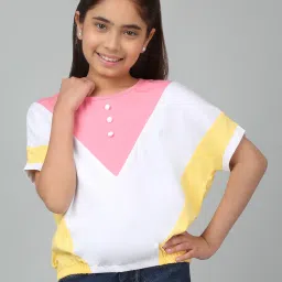 Cantabil Kids Pink Color Block T-Shirt image 1