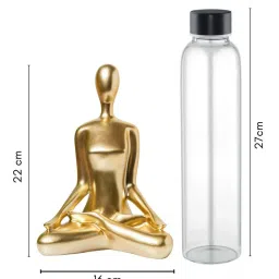 Nestasia Artisanal Stunning Golden Resin Made Showpiece Sitting In Lotus Position Meditation Pose image 3