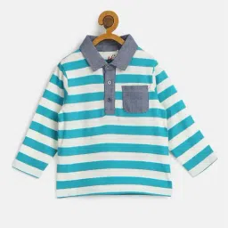 H by Hamleys Infants Boys Blue & White Striped Full Sleeves Polo T-Shirt-picture-12