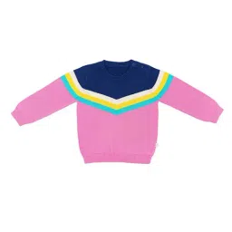 H by Hamleys Infants Boys Navy & Pink Color Block Full Sleeves Sweater-picture-20