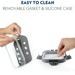 Borosil Transparent 1040ml Rectangle Glass Food Storage Container with Air Tight Lid (2 Piece) image 3