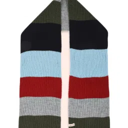 Pantaloons Junior Olive Green Striped Beanie & Muffler Set image 3