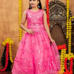 Aarika Girls Red Embroidered Lehenga Choli Set image 1