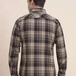 JadeBlue Brown Cotton Checked Regular Fit Shirt image 2