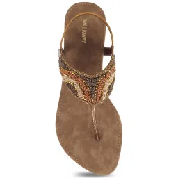 Walkway Women's Bronze T-Strap Sandals image 3