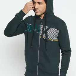 Cantabil Bottle Green Regular Fit Printed Hooded Jacket image 3