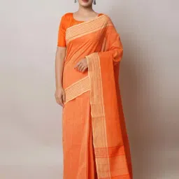 Unnati Silks Orange Cotton Woven Saree-picture-25