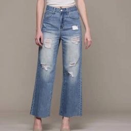 Label Ritu Kumar Denim Blue Drift Distressed Jeans-picture-37