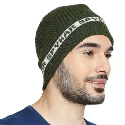 Spykar Olive Textured Beanies image 3