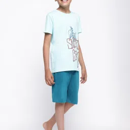 Lil Tomatoes Kids Blue Printed T-Shirt with Shorts image 3