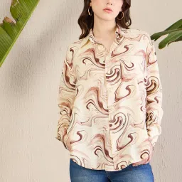 Magre Beige Printed Oversized Shirt image 1