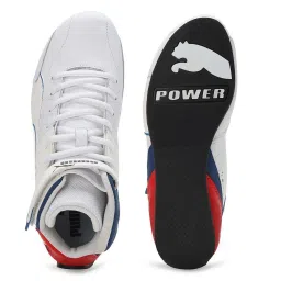Puma Kids BMW MMS Kart Cat Mid Jr White & Pop Red Casual Sneakers image 3