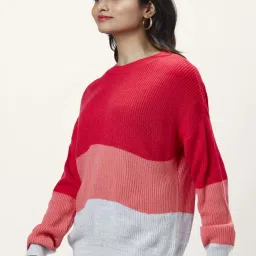 Honey by Pantaloons Pink Color-Block Sweater image 3
