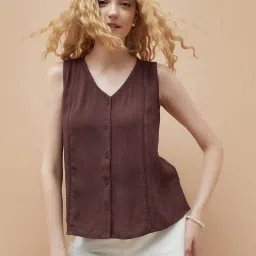 Fame Forever By Lifestyle Brown Regular Fit Top image 1