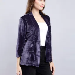 Anvi Be Yourself Grey Velvet Regular Fit Shrug image 3