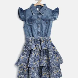 Stylestone Kids Blue Printed Dress image 1