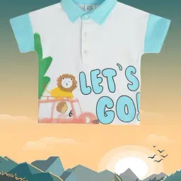 MINIKLUB Kids White & Blue Printed Polo T-Shirt-image-17