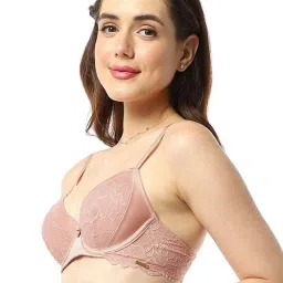 Amante Pink Lace Work Balconette Bra image 3