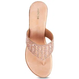 Mochi Women's Rose Gold Thong Wedges image 3