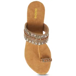 Mochi Women's Antique Gold Toe Ring Sandals image 3