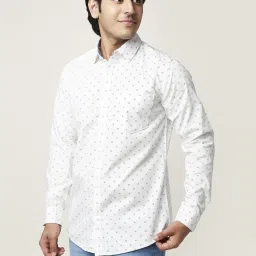 YU by Pantaloons Floral Print White Cotton Slim Fit Printed Shirt image 3