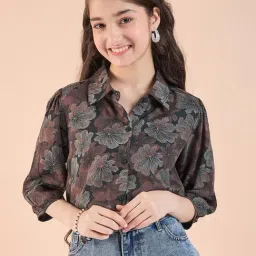 StyloBug Girls Green Printed Top-image-60