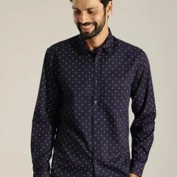 Indian Terrain Navy Slim Fit Printed Shirt-picture-35