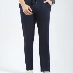 Rock.It Navy Blue Cotton Blend Regular Fit Solid Trackpants image 1