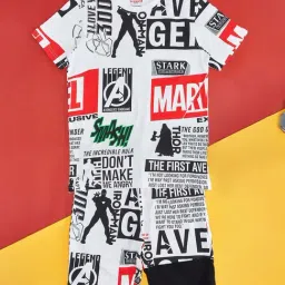 Pantaloons Junior Kids White & Black Cotton Printed Avengers T-Shirt Set-image-40