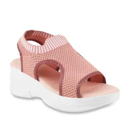 Shoetopia Women's Pink Sling Back Wedges image 3