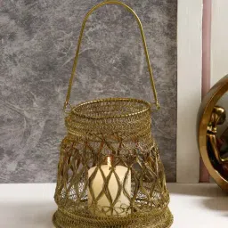 Aapno Rajasthan Winter Collection Golden Iron Handbraided Lantern - Set of 1 image 2