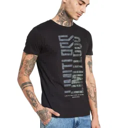 Octave Black Regular Fit Printed Crew T-Shirt image 3