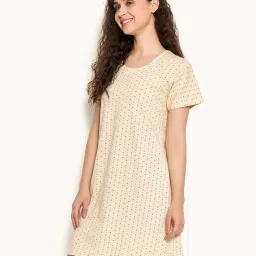 Clovia Yellow Printed T-Shirt image 3