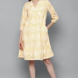 Allen Solly Yellow Printed Dress image 1