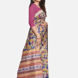 Saree Mall Multicolored Floral Print Saree With Unstitched Blouse image 3